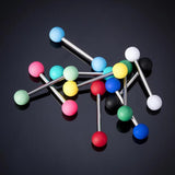 10PCS Colorful Tongue Piercing Acrylic Ball Barbell 14G