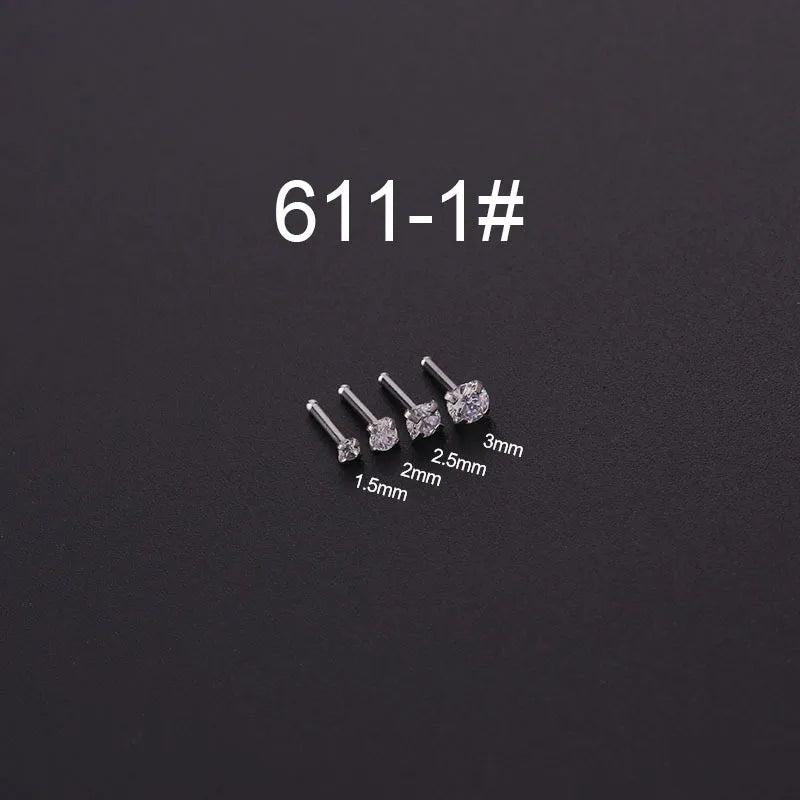 1.5/2/3mm Zircon Nose Studs Cuff Body Jewelry Ear Cuffs