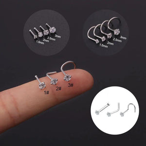 1.5/2/3mm Zircon Nose Studs Cuff Body Jewelry Ear Cuffs