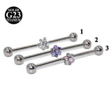 Titanium Industrial Barbell Opal Flower Gem Earring