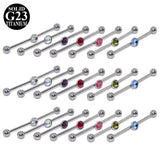 Titanium Industrial Barbell Opal Flower Gem Earring