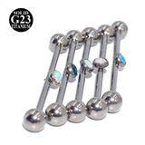 Titanium Industrial Barbell Opal Flower Gem Earring