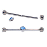 Titanium Industrial Barbell Opal Flower Gem Earring