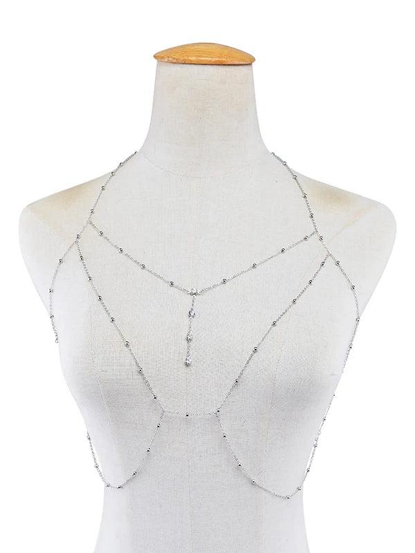 Crystal Rhinestone Mesh Body Bra Sexy Charm Women Body Chain