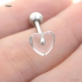 Heart Sequins Acrylic Tongue Piercing Barbell Surgical Steel