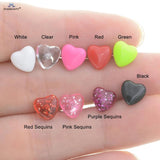 Heart Sequins Acrylic Tongue Piercing Barbell Surgical Steel