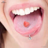 Heart Sequins Acrylic Tongue Piercing Barbell Surgical Steel