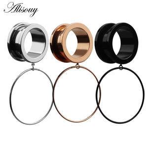 2pcs Steel Ear Plugs Tunnels Flesh Earring Piercings Lobe Circle Piercing