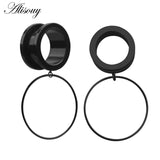 2pcs Steel Ear Plugs Tunnels Flesh Earring Piercings Lobe Circle Piercing