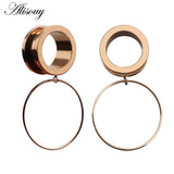 2pcs Steel Ear Plugs Tunnels Flesh Earring Piercings Lobe Circle Piercing