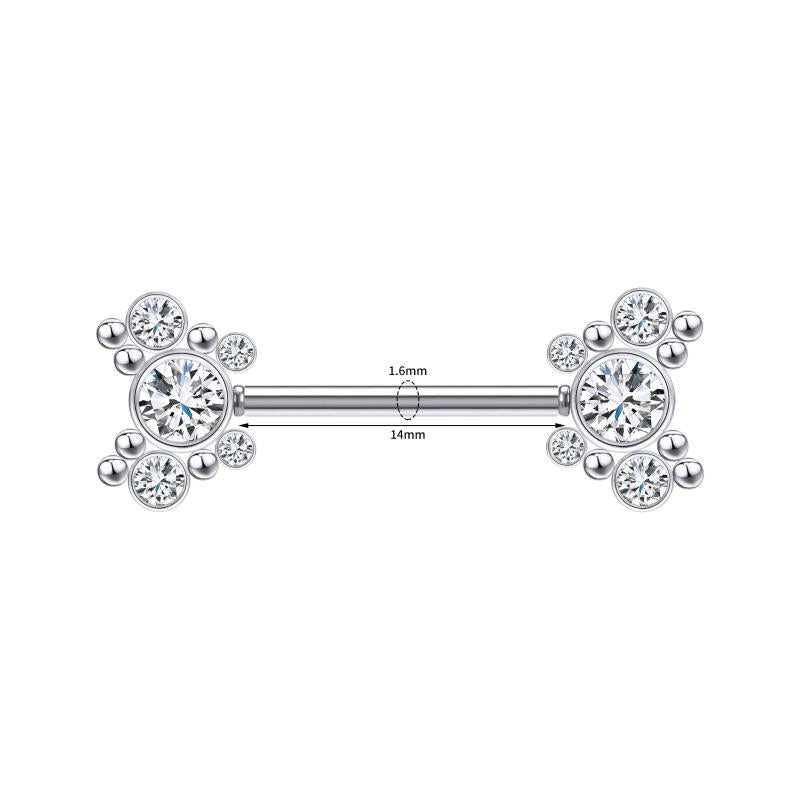 Crystal Heart Nipple Ring Women Flower Nipple Piercing Barbell