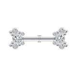 Crystal Heart Nipple Ring Women Flower Nipple Piercing Barbell