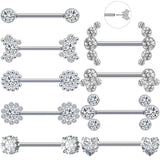 Crystal Heart Nipple Ring Women Flower Nipple Piercing Barbell
