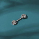 Crystal Heart Nipple Ring Women Flower Nipple Piercing Barbell