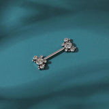 Crystal Heart Nipple Ring Women Flower Nipple Piercing Barbell