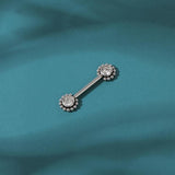 Crystal Heart Nipple Ring Women Flower Nipple Piercing Barbell
