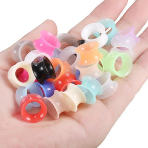 30Pcs Thin Silicone Ear Plugs Double Flared Ear Gauges Expanders Body Jewelry