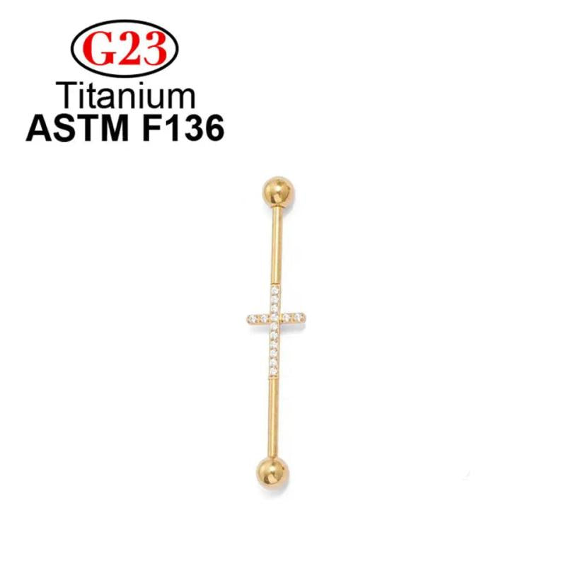 Titanium Industrial Barbell CZ Ear Cartilage Earring