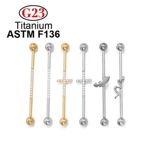 Titanium Industrial Barbell CZ Ear Cartilage Earring