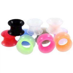 2Pcs Silicone Ear Plugs & Tunnels Double Flared Dilations Piercing Gauge Expande