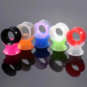 2Pcs Silicone Ear Plugs & Tunnels Double Flared Dilations Piercing Gauge Expande