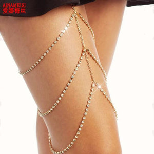 Sexy Rhinestone Leg Chain Jewelry for European Beach Party