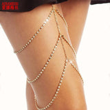Sexy Rhinestone Leg Chain Jewelry for European Beach Party