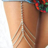 Sexy Rhinestone Leg Chain Jewelry for European Beach Party