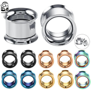 2pcs Steel Screw Flesh Earring Gauges Ear Plugs Tunnel Piercing Tunnels