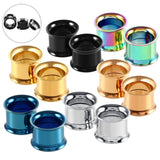 2pcs Steel Screw Flesh Earring Gauges Ear Plugs Tunnel Piercing Tunnels