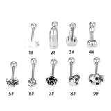 316L Surgical Steel Tongue Stud Spider Skull Body Piercing