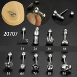 316L Surgical Steel Tongue Stud Spider Skull Body Piercing