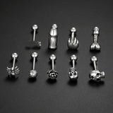 316L Surgical Steel Tongue Stud Spider Skull Body Piercing