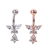 Butterfly Zircon Surgical Steel Navel Belly Button Rings