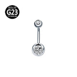 ASTM F136 G23 Titanium Double CZ Zircon Belly Button Rings