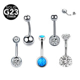ASTM F136 G23 Titanium Double CZ Zircon Belly Button Rings