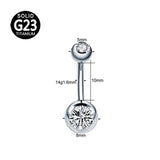 ASTM F136 G23 Titanium Double CZ Zircon Belly Button Rings