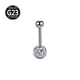 ASTM F136 G23 Titanium Double CZ Zircon Belly Button Rings