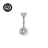 ASTM F136 G23 Titanium Double CZ Zircon Belly Button Rings