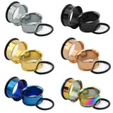 2pcs Stainless Steel Ear Tunnels 3mm-25mm Ear Plugs Single Flare Piercing Gauges