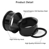 2pcs Stainless Steel Ear Tunnels 3mm-25mm Ear Plugs Single Flare Piercing Gauges
