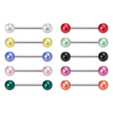 10pc Colorful Pearl Tongue Barbell Nipple Rings Ear Cartilage Stud 14G