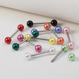 10pc Colorful Pearl Tongue Barbell Nipple Rings Ear Cartilage Stud 14G