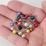 10pc Colorful Pearl Tongue Barbell Nipple Rings Ear Cartilage Stud 14G