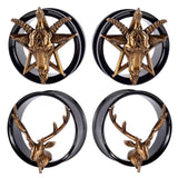 2pcs Stainless Steel Sheep Deer Head Ear Tunnels Gauge Piercing