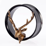 2pcs Stainless Steel Sheep Deer Head Ear Tunnels Gauge Piercing