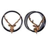 2pcs Stainless Steel Sheep Deer Head Ear Tunnels Gauge Piercing