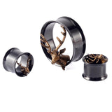 2pcs Stainless Steel Sheep Deer Head Ear Tunnels Gauge Piercing