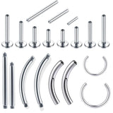 10pcs Titanium Lip Piercing Accessories 14G 16G Bar Body Jewelry