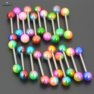 Painted Pearl Balls Tongue Barbell Surgical Steel Tongue Rings